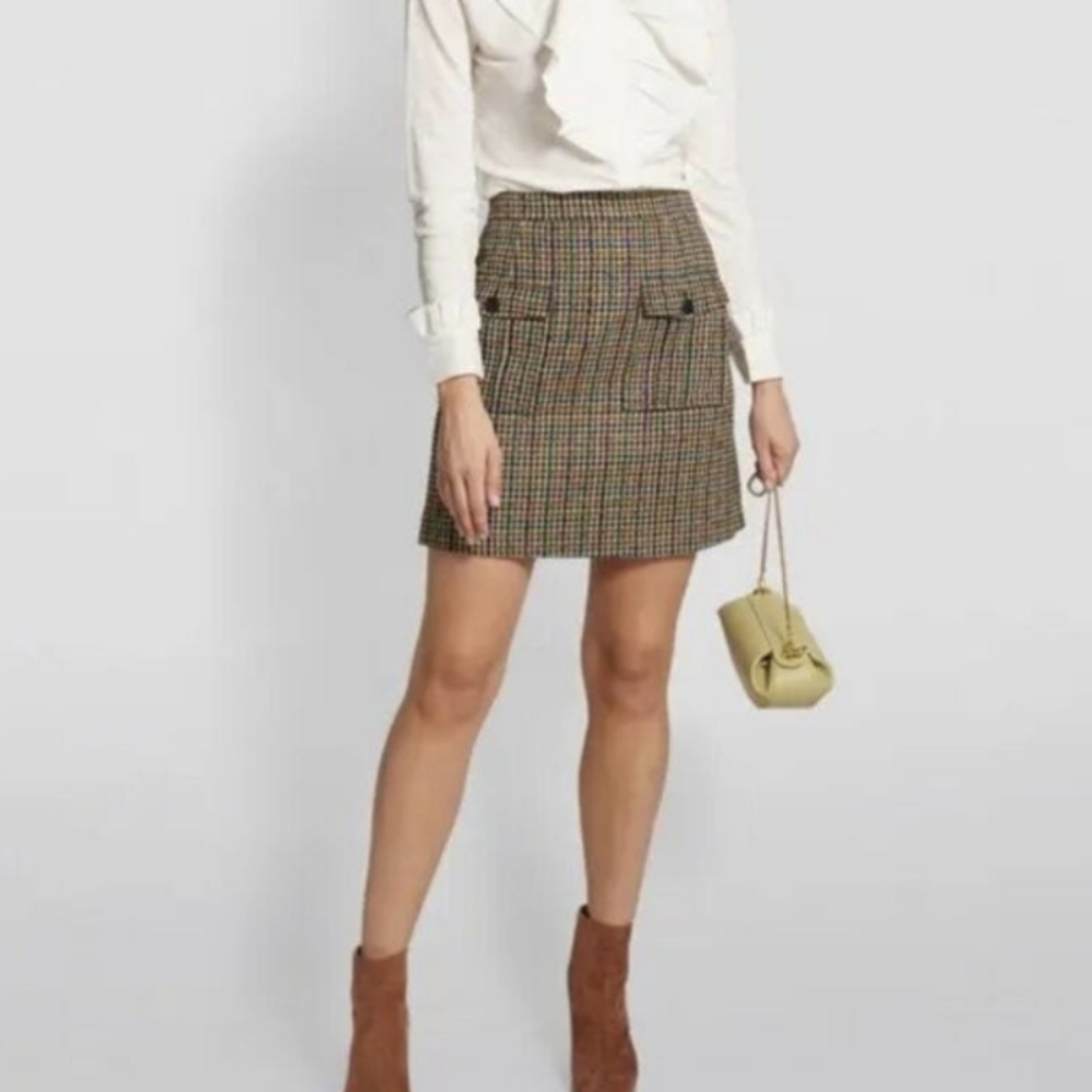 🆕CLAUDIE PIERLOT Paris Tweed  Houndstooth Mini Skirt